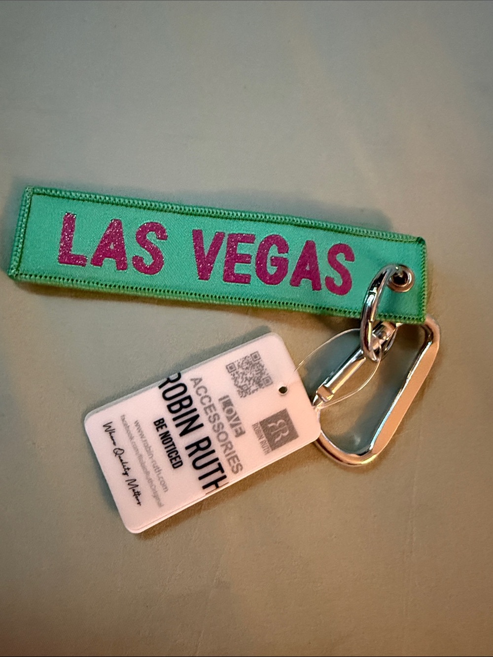 Las Vegas Green & Pink Keychain with Badge Holder